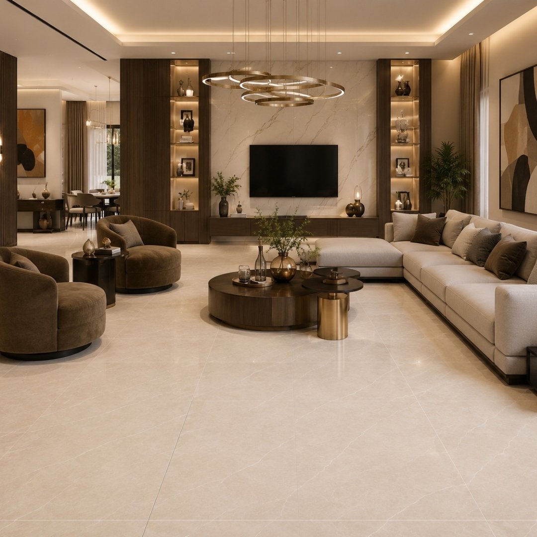 AL Ex Saxone Beige Marble & Stone Living Area Tiles - My Home Studio